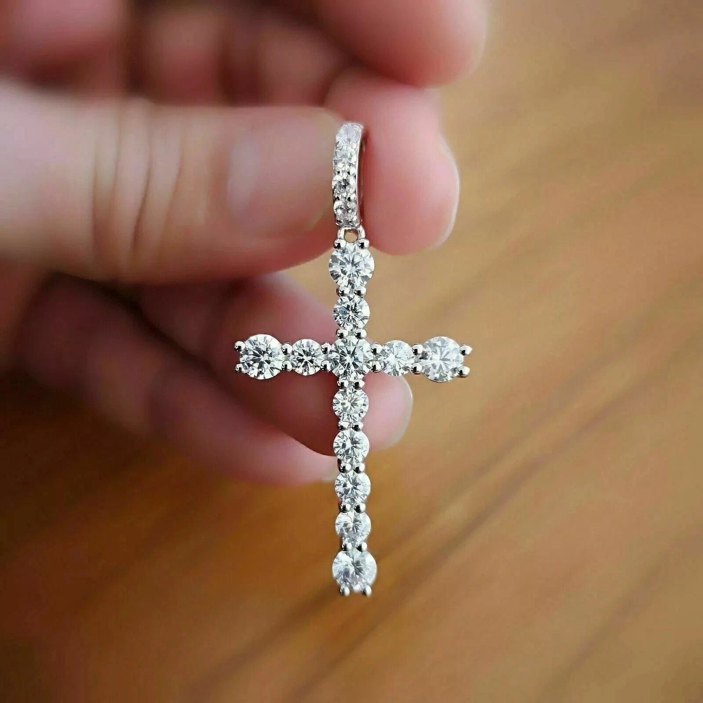 Women’s Cross Pendant 925 Sterling Silver Cubic Zirconia Necklace