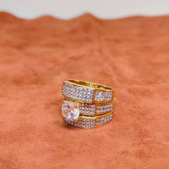 Women’s Trio Ring Set – 925 Sterling Silver Moissanite Diamond