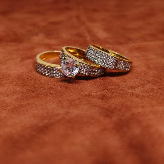 Women’s Trio Ring Set – 925 Sterling Silver Moissanite Diamond