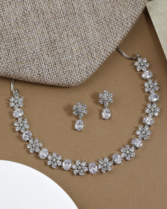 A refined sterling silver necklace featuring a high-quality CZ