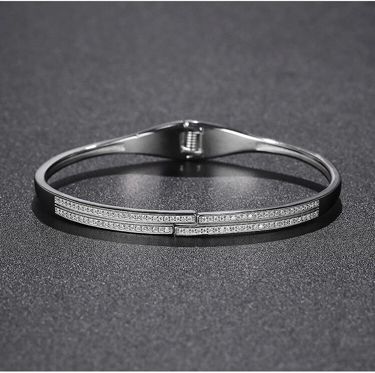 Classic Women's Cubic Zirconia Bracelet 925 Sterling Silver Plated