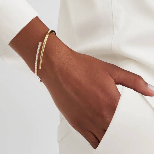 Classic Women's Cubic Zirconia Diamond Bangle 925 Sterling Silver