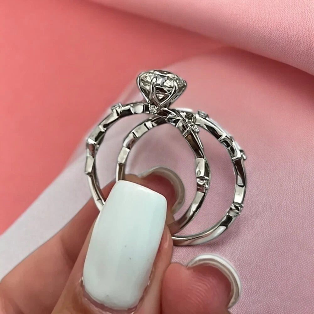 925 Sterling Silver Women's Matching Ring Set