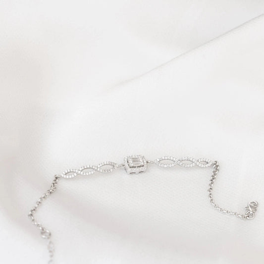 Women’s Round Cut 925 Sterling Silver Cubic Zirconia Diamond Bracelet