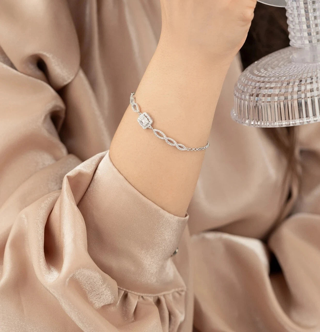 Women’s Round Cut 925 Sterling Silver Cubic Zirconia Diamond Bracelet