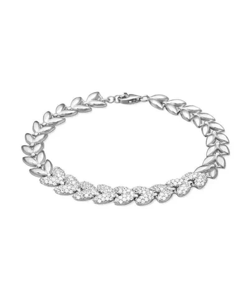 Women’s Round Cut 925 Sterling Silver Cubic Zirconia Diamond Bracelet – White Gold Plated, Trending: