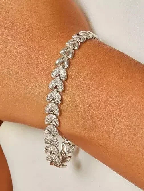 Women’s Round Cut 925 Sterling Silver Cubic Zirconia Diamond Bracelet – White Gold Plated, Trending: