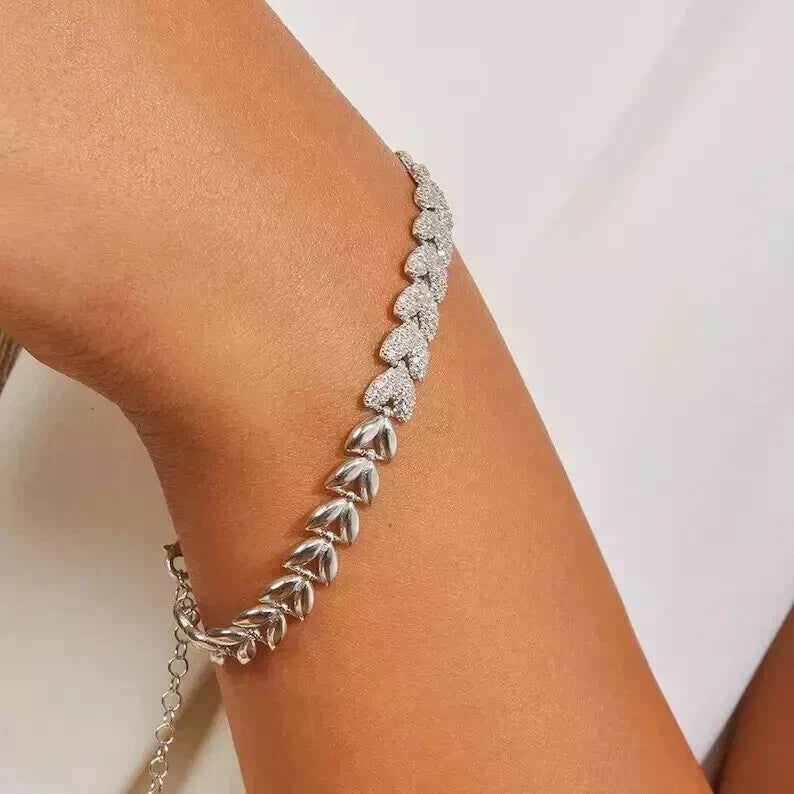 Women’s Round Cut 925 Sterling Silver Cubic Zirconia Diamond Bracelet – White Gold Plated, Trending: