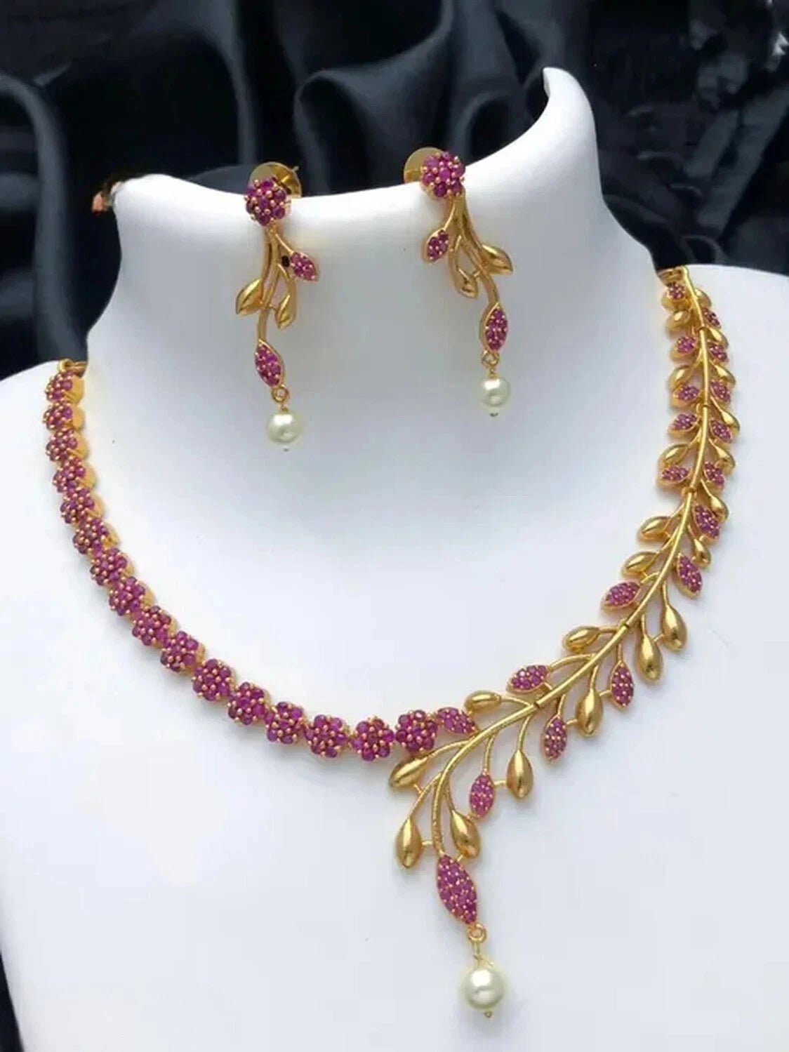 Women's 925 Sterling Silver Necklace & Earrings Set with Cubic Zirconia