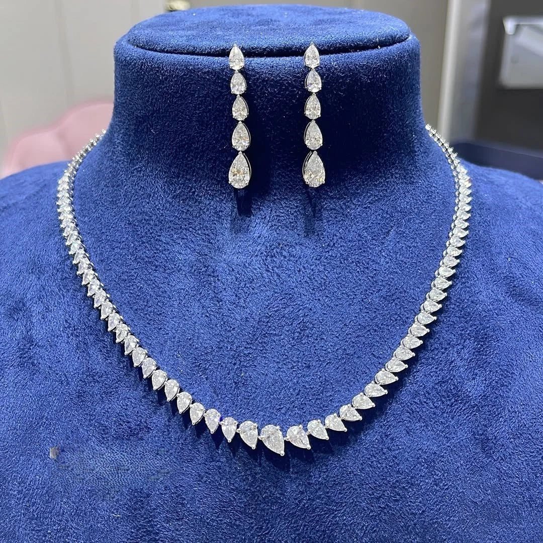 Women's Necklace & Earrings Set 925 Sterling Silver with Cubic Zirconia