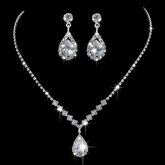 925 Sterling Silver Women's Necklace & Earrings Set with Sparkling CZ