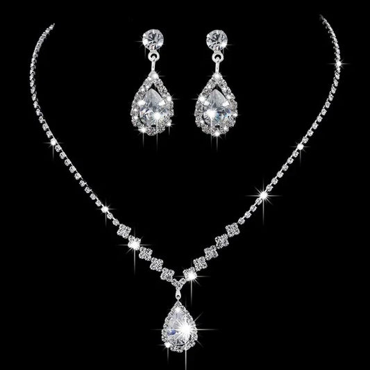 925 Sterling Silver Women's Necklace & Earrings Set with Sparkling CZ