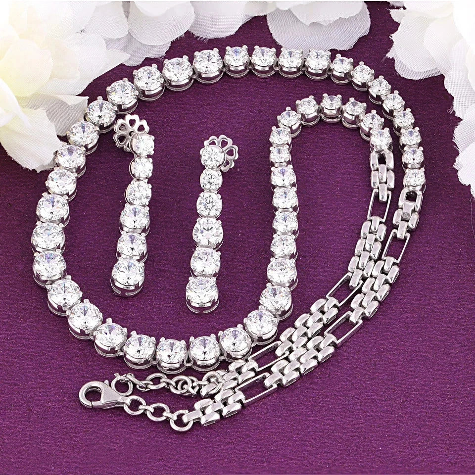 Women's Wedding & Party Jewelry Set – Necklace & Earrings with CZ Stones
