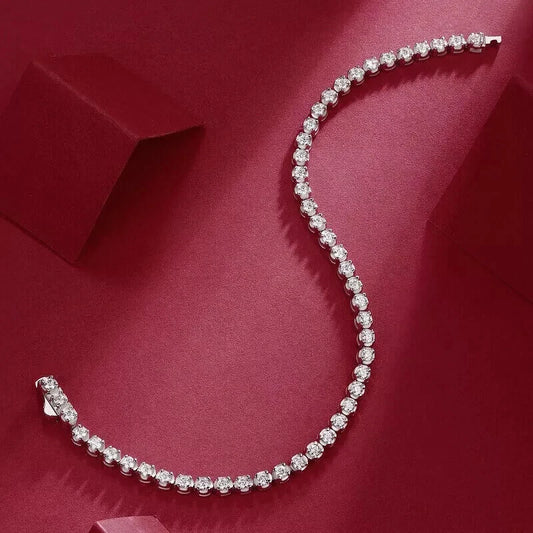 Elegant Women's 925 Sterling Silver Bracelet with Cubic Zirconia Diamonds