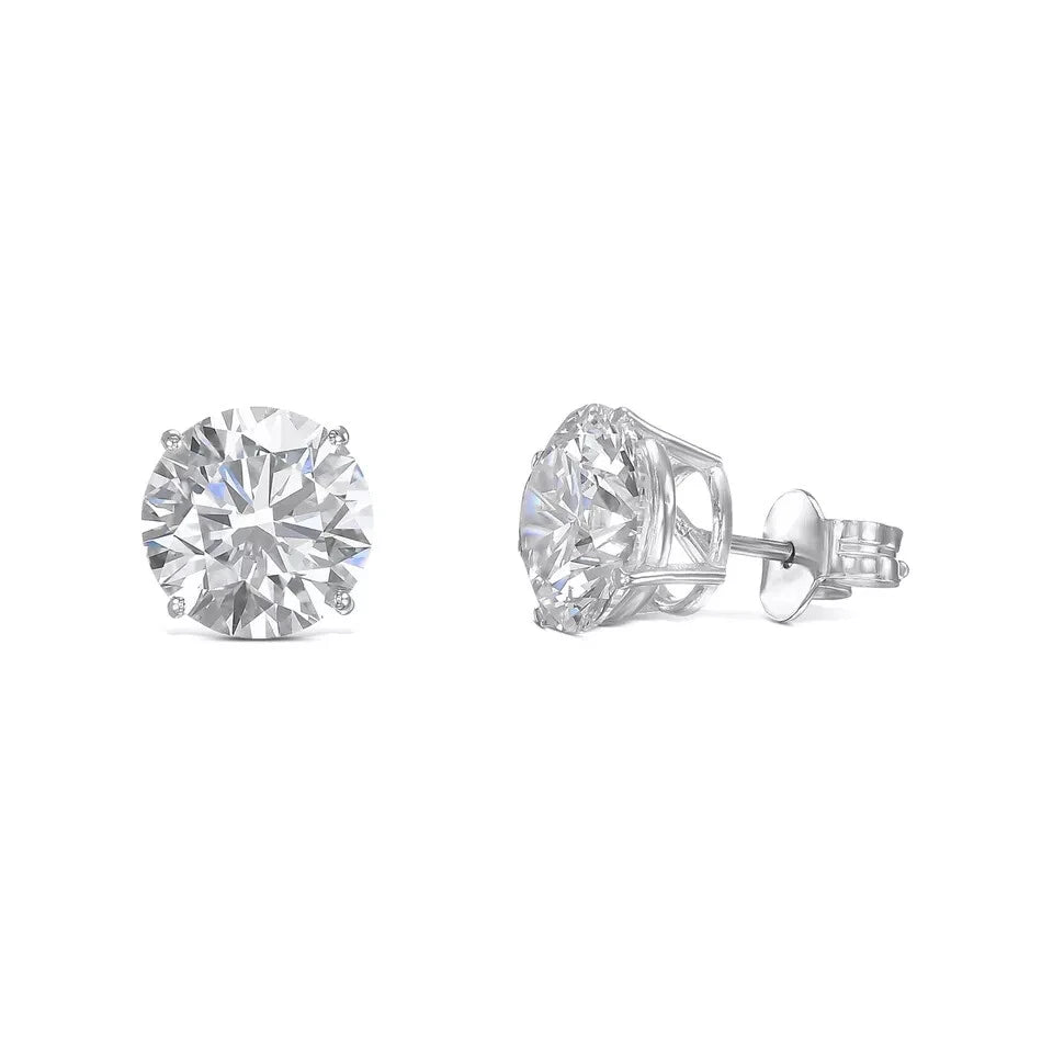 "Women's Classic Round Cut Silver Stud Earrings – 925 Sterling"