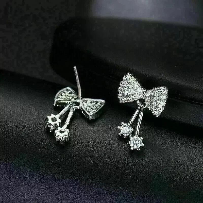 Women's Fancy 925 Sterling Silver Earrings with Cubic Zirconia Stones