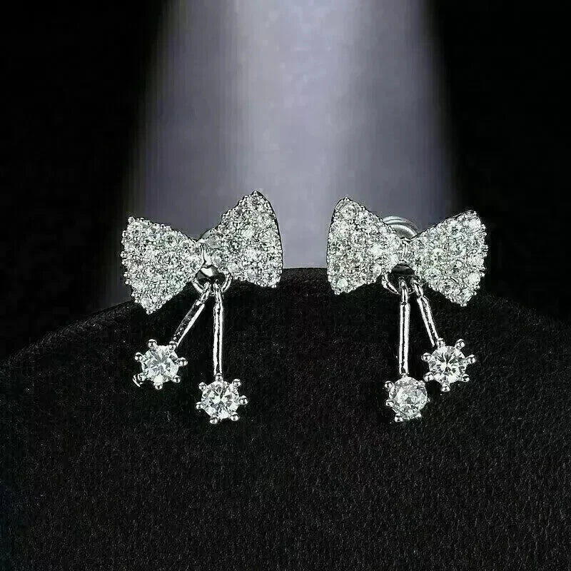 Women's Fancy 925 Sterling Silver Earrings with Cubic Zirconia Stones