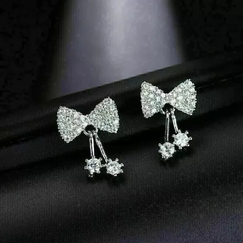 Women's Fancy 925 Sterling Silver Earrings with Cubic Zirconia Stones