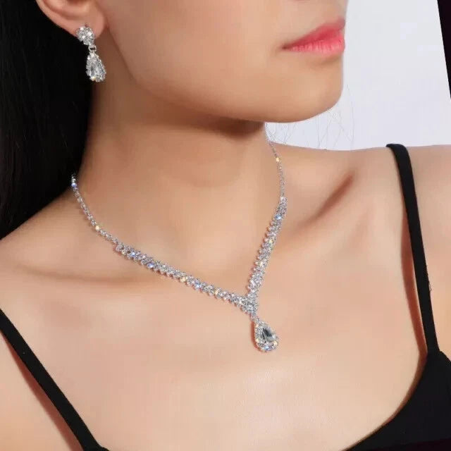 Elegant Women's Jewelry Set – Necklace & Earrings with Cubic Zirconia