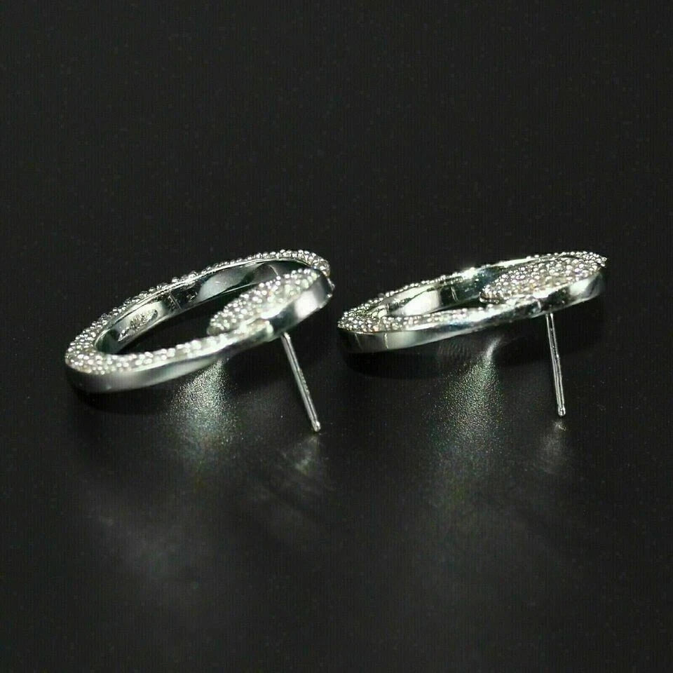 Women’s Hoop Earrings 925 Sterling Silver Cubic Zirconia
