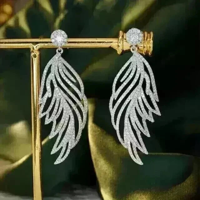 Stylish Women's Cubic Zirconia Diamond Drop Earrings 925 Sterling Silver