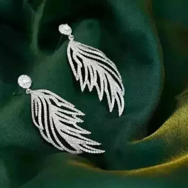 Stylish Women's Cubic Zirconia Diamond Drop Earrings 925 Sterling Silver