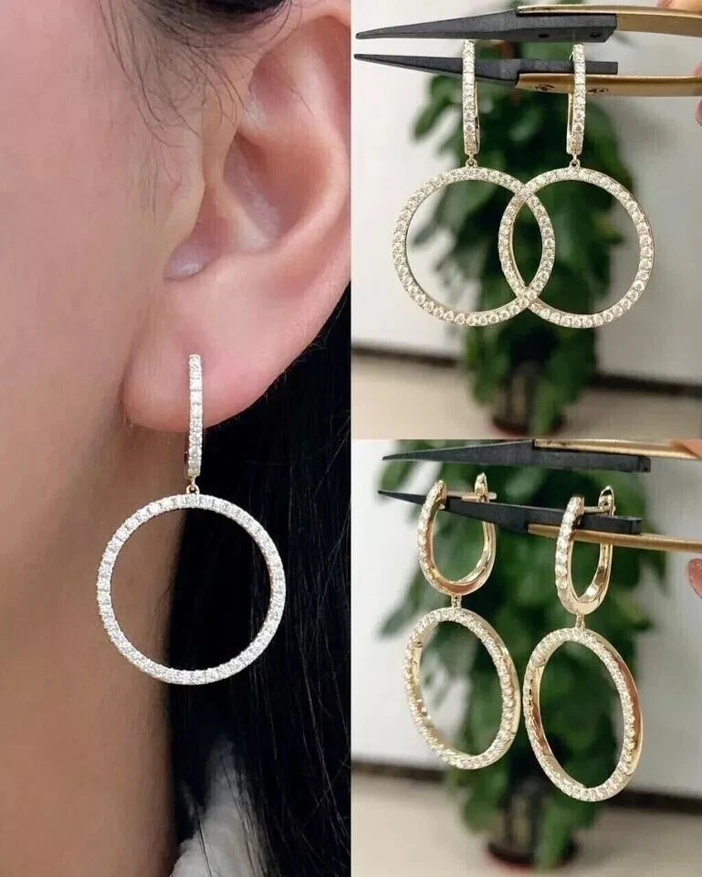 Stylish 925 Sterling Silver Women’s Drop Earrings with Cubic Zirconia