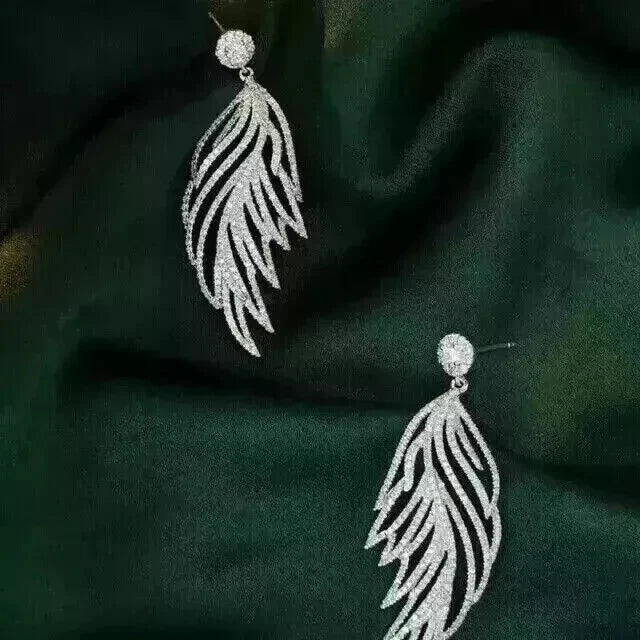 Stylish Women's Cubic Zirconia Diamond Drop Earrings 925 Sterling Silver