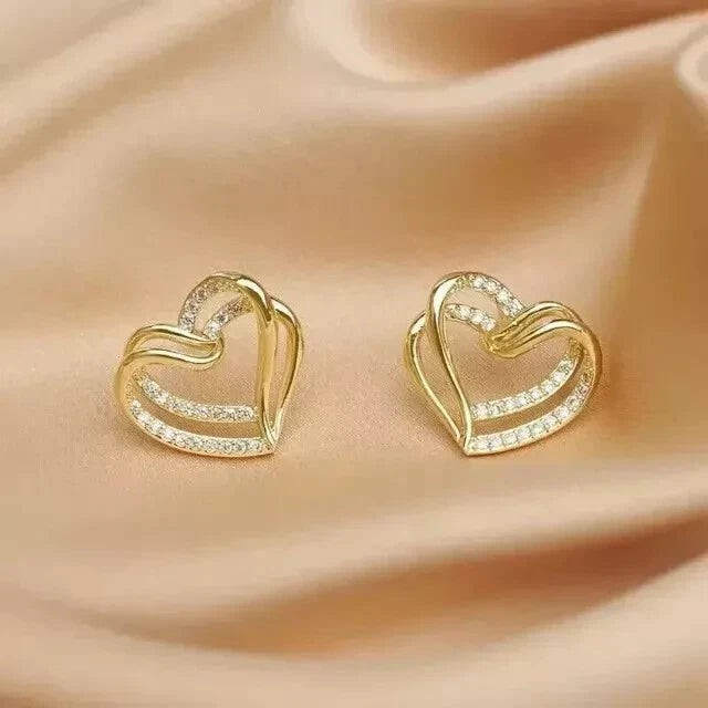 Women’s Heart-Shaped White Moissanite Earrings – 925 Sterling Silver