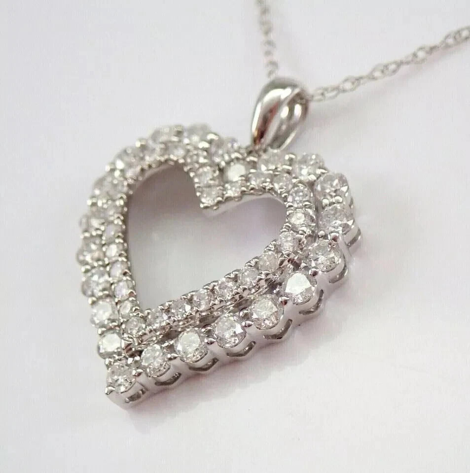 Women’s Pendant Necklace 925 Sterling Silver Cubic Zirconia Diamond.