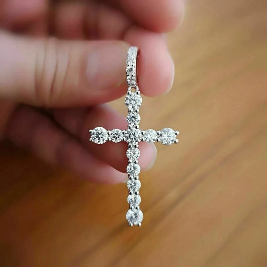 Women’s Cross Pendant 925 Sterling Silver Cubic Zirconia Necklace