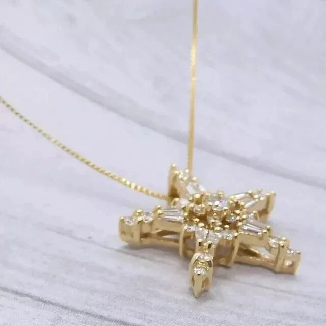 Women’s Fancy Star Pendant Necklace 925 Sterling Silver Cubic Zirconia