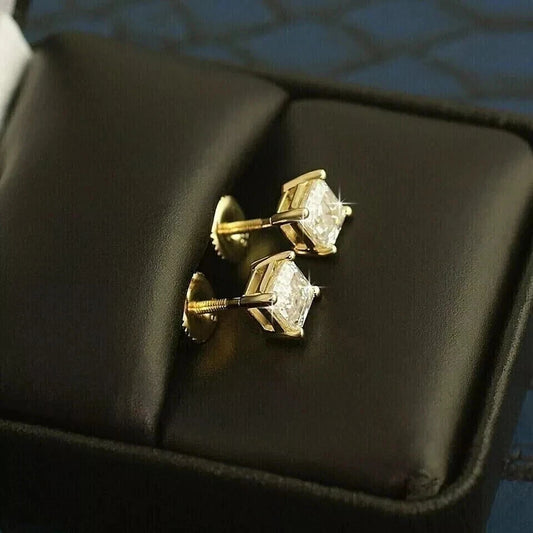 Elegant Round Cut 925 Sterling Silver Studs for Women"