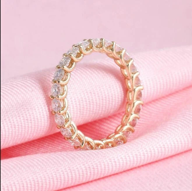 Women's Classic Round Cut Cubic Zirconia Diamond Earrings & Band Ring in Sterling Silver