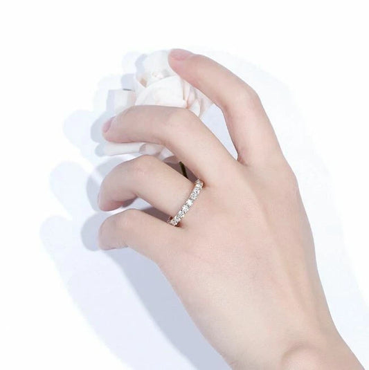 Women's Classic Round Cut Cubic Zirconia Diamond Earrings & Band Ring in Sterling Silver