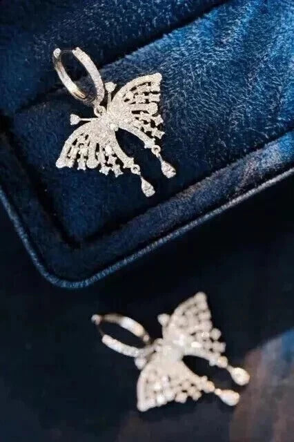 Fancy Women's White Moissanite Diamond Look Dangle Earrings.