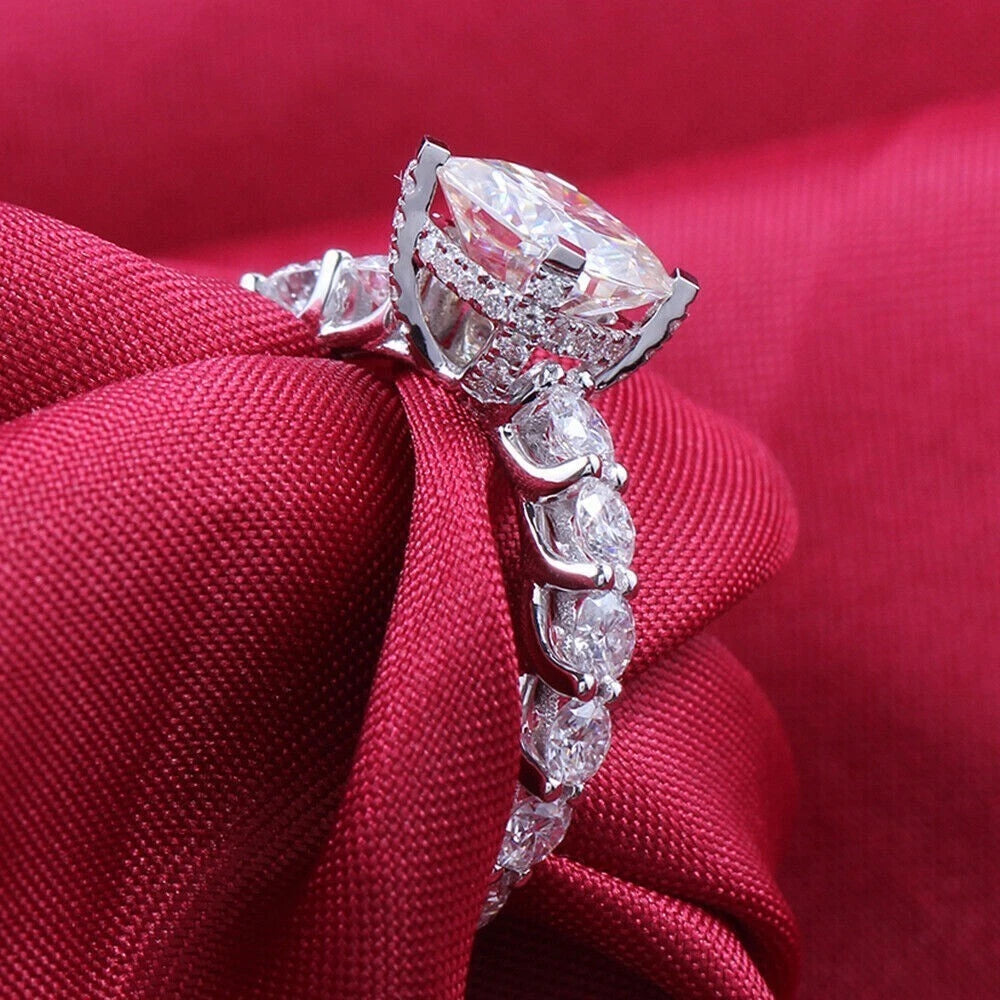 925 Sterling Silver Women's Ring Yellow Gold Plated Cubic Zirconia