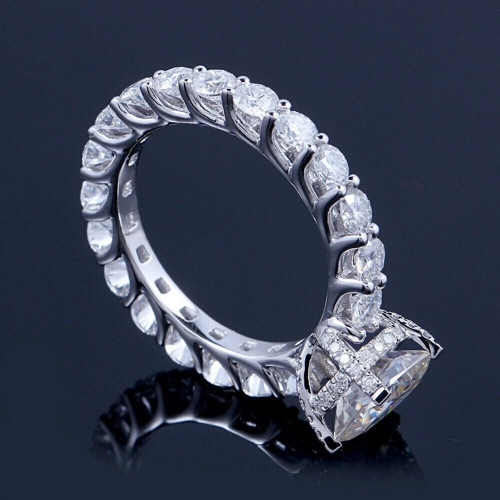 925 Sterling Silver Women's Ring Yellow Gold Plated Cubic Zirconia