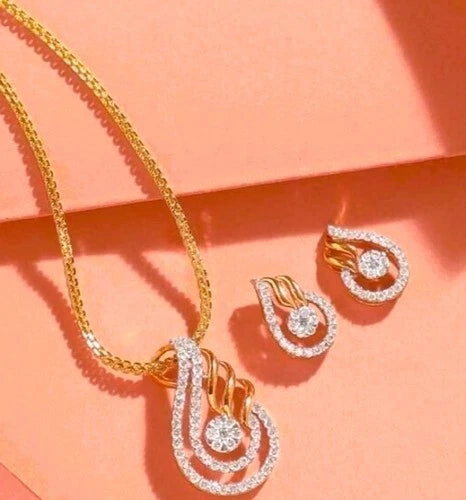 Women’s Necklace & Earrings Set with Sparkling Cubic Zirconia Diamond Stones