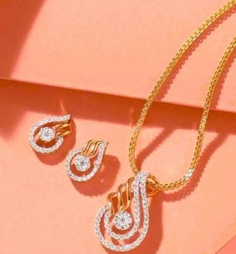 Women’s Necklace & Earrings Set with Sparkling Cubic Zirconia Diamond Stones