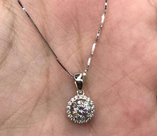 Women’s Fancy Pendant Necklace 925 Sterling Silver Cubic Zirconia Diamond