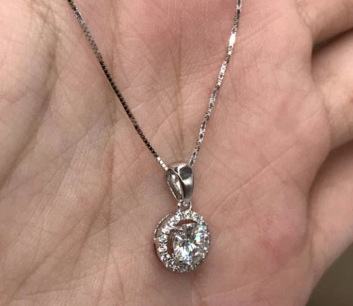 Women’s Fancy Pendant Necklace 925 Sterling Silver Cubic Zirconia Diamond